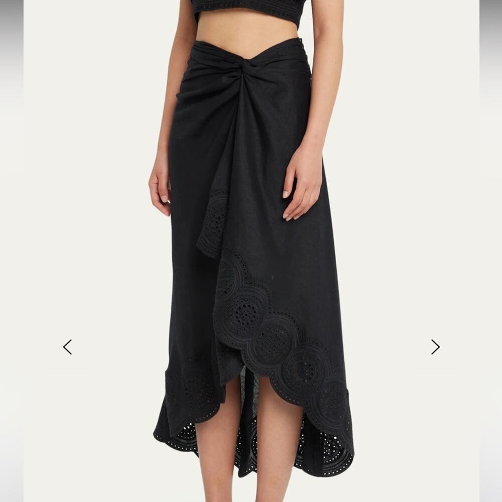 NEW A.L.C. Heather black linen eyelet hi lo skirt - Picture 2 of 15